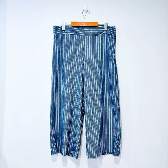 BELLE  VERE Wide blue and white striped pants - Picture 5 of 8